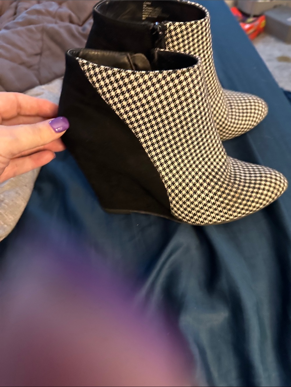 Madden Girl Black & White Houndstooth Ankle Booties